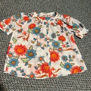 Rose & Olive Floral Blouse - Red, Blue, Orange